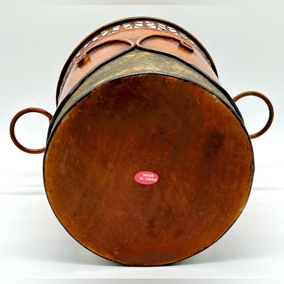 EUC The Great Indoors Ornate Rust Brown Decorative Metal Storage Can - Picture 2 of 3